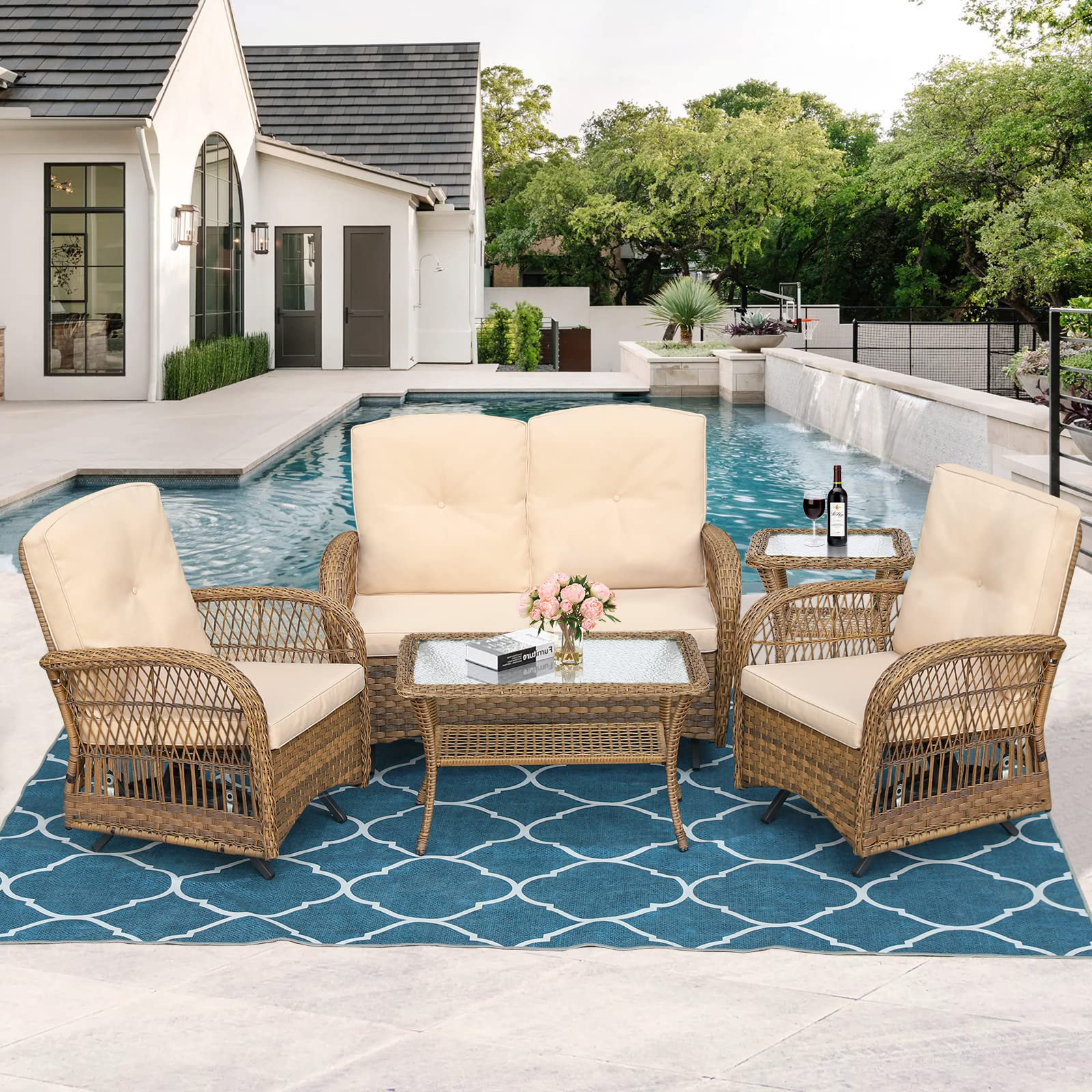 Bay Isle Home Bismarck 4 Person Outdoor Seating Group With Cushions